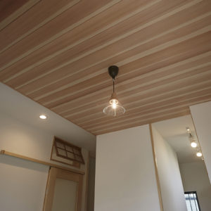 奈良の旧家リフォーム木の家 天井 照明平野木材