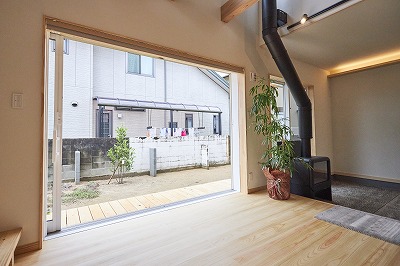 奈良で木の家注文住宅の木の家を建てる平野木材の全開口サッシ